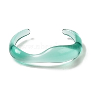 Transparent Acrylic Open Cuff Bangle for Women, Light Sea Green, Inner Diameter: 1-5/8x2-1/4 inch(4.1x5.78cm)(BJEW-A141-01C)