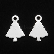 201 Stainless Steel Charms, Christmas Trees, Stamping Blank Tag, Silver, 14x9~9.5x0.6~0.8mm, Hole: 1.4mm(STAS-F192-036S)