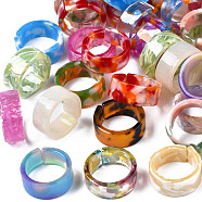 Resin Wide Band Cuff Ring, Open Ring for Women, Mixed Color, US Size 11 3/4(21.1mm)(RJEW-T022-013)