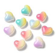 Gradient Color Opaque Resin Decoden Cabochons, Heart, Mixed Color, 15x16.5x8mm(CRES-Z006-05)