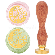 Brass Wax Seal Stamp with Rosewood Handle, for DIY Scrapbooking, Moon Phase Pattern, 25mm(AJEW-WH0412-0017)