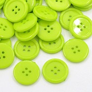 Acrylic Sewing Buttons, Plastic Shirt Buttons for Costume Design, 4-Hole, Dyed, Flat Round, Yellow Green, 20x2.5mm, Hole: 1mm(BUTT-E076-F-05)