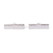 304 Stainless Steel Ribbon Crimp Ends, Silver, 7x25x5.5mm, Hole: 1.4x0.5mm(STAS-P249-29A-S)