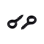 Spray Painted Iron Screw Eye Pin Peg Bails, For Half Drilled Beads, Cadmium Free & Nickel Free & Lead Free, Black, 8x4x1mm, Hole: 2mm, Pin: 1.4mm(IFIN-N010-002A-01)