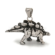 316 Surgical Stainless Steel Pendants, Dinosaur Charm, Antique Silver, 31x49.5x12.5mm, Hole: 4x8mm(STAS-Z073-109AS)