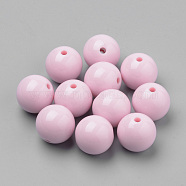 Solid Chunky Bubblegum Acrylic Ball Beads, Round, Pink, 6mm, Hole: 1.5mm(X-SACR-R835-6mm-11)