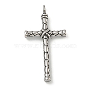 316 Surgical Stainless Steel Big Pendants, Cross Charm, Religion, Antique Silver, 57.5x30.5x7.5mm, Hole: 5x5.5mm(STAS-Z073-67AS-05)