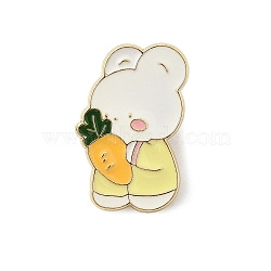 Animal Theme Enamel Pins, Alloy Brooches for Backpack Clothes, Rabbit, 27x18mm(JEWB-H029-02C-G)