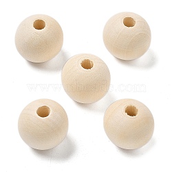 Schima Wood European Beads, Round, PapayaWhip, 19.5x17.5mm, Hole: 5mm(WOOD-G023-16)