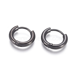 304 Stainless Steel Huggie Hoop Earrings, Hypoallergenic Earrings, with 316 Surgical Stainless Steel Pin Ion Plating(IP), Electrophoresis Black, 10 Gauge, 12~13x2.5mm, Pin: 1mm, Inner Diameter: 8mm(EJEW-F111B-13mm-B)