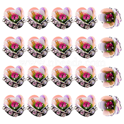 Cloth & Rhinestone Flower Ornament Accessories, Sew On Patches, Appliques, Colorful, 22x15mm(DIY-WH0302-80)