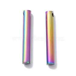 Vacuum Plating 304 Stainless Steel Pendants, Column, Rainbow Color, 40x6mm, Hole: 2.7mm(STAS-C050-01M)