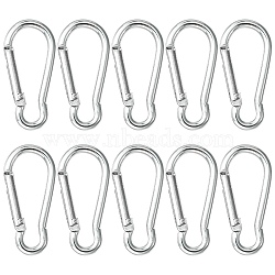 Aluminum Rock Climbing Carabiners, Key Clasps, with Iron Findings, Stainless Steel Color, 48~48.5x22.5~23x6mm(IFIN-YW0003-28)