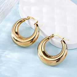 PVD Vacuum Plating 304 Stainless Steel Chunky Hoop Earrings for Women, Golden, 27x24x7mm, Pin: 0.6mm(X-EJEW-F280-06C-G)