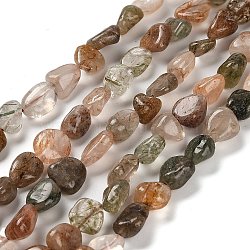 Natural Rutilated Quartz Beads Strands, Nuggets, Tumbled Stone, Colorful, 7~13x4.5~10x4.5~10mm, Hole: 1.2mm, about 44~46pcs/strand, 15.08~16.14 inch(38.3~41cm)(G-P497-01E-08A)