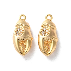 Brass Micro Pave Clear Cubic Zirconia Pendants, Crab Claw
Charms, Real 18K Gold Plated, 19x8.5x5mm, Hole: 1.4mm(KK-L221-004G)