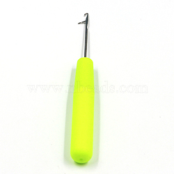 Stainless Steel Latch Hook, Plastic Handle Crochet Needle Tool for Rug Making and Art Craft, Green Yellow, 16x1.8cm, Head: 4.3mm(PW22062461461)
