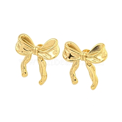 Ion Plating(IP) 304 Stainless Steel Stud Earrings, Bowknot, Real 18K Gold Plated, 23x22mm(EJEW-S223-03G-02)