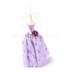 Princess Jewelry Stand, Polyester & Mesh Dress Resin Human Model Bracket, Metal Earrings Rack Double-Deck Receptacle, Lilac, 8x8x24cm(ODIS-A010-25)