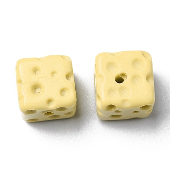Opaque Resin Imitation Food Beads, Cheese, for Half Drilled Beads, Light Khaki, 12x12x11mm, Hole: 1.8mm