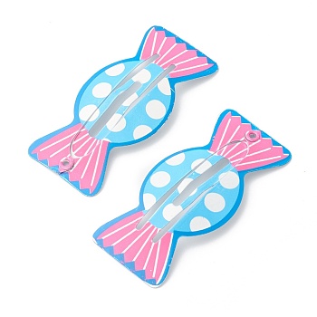 Baking Painted Iron Snap Hair Clips, for Children's Day, Candy, Colorful, 49.5x23.5x2.8mm
