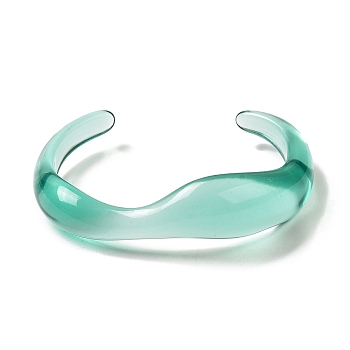 Transparent Acrylic Open Cuff Bangle for Women, Light Sea Green, Inner Diameter: 1-5/8x2-1/4 inch(4.1x5.78cm)