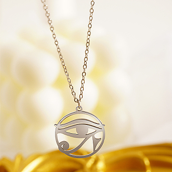 Stainless Steel Pendant Necklaces, Eye of Horus, Stainless Steel Color, 17.72 inch(45cm)