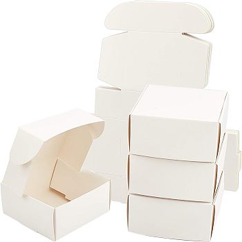 Kraft Paper Gift Box, Folding Boxes, Square, White, 28x24.4x0.04cm, finished product: 8x8x4cm