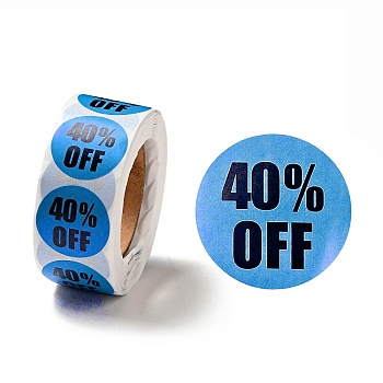 40% Off Discount Round Dot Roll Stickers, Self-Adhesive Paper Percent Off Stickers, for Retail Store, Lilac, 66x27mm, Stickers: 25mm in diameter, 500pcs/roll