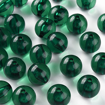 Transparent Acrylic Beads, Round, Green, 16x15mm, Hole: 2.8mm, about 220pcs/500g