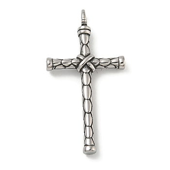 316 Surgical Stainless Steel Big Pendants, Cross Charm, Religion, Antique Silver, 57.5x30.5x7.5mm, Hole: 5x5.5mm