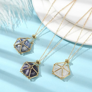 Mixed Natural & Synthetic Gemstone Pendant Necklaces(NJEW-JN04546)-5