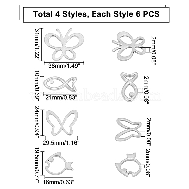 Unicraftale 24Pcs 4 Style 304 Stainless Steel Linking Rings(STAS-UN0023-74)-6