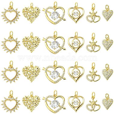 Real 18K Gold Plated Clear Heart Brass+Cubic Zirconia Pendants