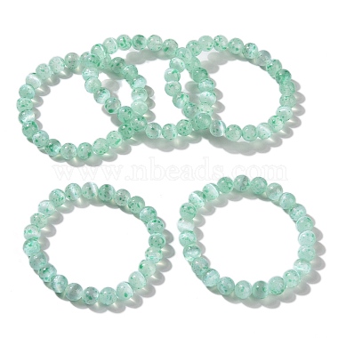Bracelet extensible en perles rondes en sélénite naturelle teinte pour femmes(BJEW-G697-02A)-2