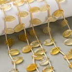 Natural Yellow Fluorite Beads Strands, Faceted, Horse Eye, Top Drilled, with Plastic Tube Beads, 16~17x8~8.5x4~5mm, Hole: 1mm, about 24pcs/strand, 15.55''~15.75''(39.5~40cm)(G-P607-A07-01)