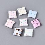 Printed Opaque Acrylic Beads, Biscuits, Mixed Color, 17.5x17.5x7mm, Hole: 2.5mm(OACR-Q199-02)