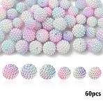 Imitation Pearl Acrylic Beads, Berry Beads, Combined Beads, Round, Pink, 10~12mm, Hole: 1mm, 60pcs/set(OACR-YW0002-04A-03)