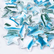 Cellulose Acetate(Resin) Pendants, Star, Light Sky Blue, 20~21x22x4.5mm, Hole: 1mm(X-KY-S157-40D)