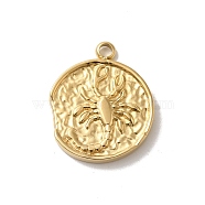 304 Stainless Steel Pendants, Textured Flat Round with Constellations Charm, Real 14K Gold Plated, Scorpio, 18x15x2mm, Hole: 1.8mm(STAS-B074-08G-10)