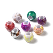 Spray Painted Acrylic European Beads, Large Hole Beads, Rondelle, Mixed Color, 19.5x16.5~17mm, Hole: 8.5mm, about 147pcs/500g(OACR-G015-02)