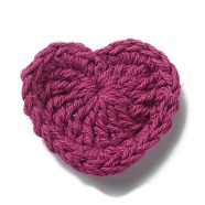 Heart Handmade Crochet Cotton Ornament Accessories, for DIY Sewing Craft Decoration, Medium Violet Red, 29~34x35~38x3~3.5mm(AJEW-WH0326-52A)