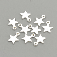 925 Sterling Silver Charms, Star, Silver, 5.3x4x0.5mm, Hole: 0.5mm(X-STER-S002-30)