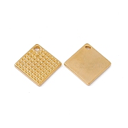 Ion Plating(IP) 304 Stainless Steel Pendants, Rhombus Charm, Real 18K Gold Plated, 20x20x2mm, Hole: 1.6mm(STAS-B031-37G)