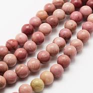 Natural Rhodonite Beads Strands, Round, 6mm, Hole: 1mm, about 63pcs/strand, 15 inch~16 inch((38~40.5cm)(G-J358-03-6mm)