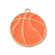 Alloy Enamel Pendants, Golden, Basketball, 28x25x1.5mm, Hole: 1.8mm(ENAM-R147-13A-G)