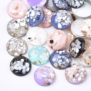 Translucent Resin Cabochons, with Shell Chips inside, Dome/Half Round, Mixed Color, 15x5.5mm(RESI-S364-44C-M)