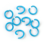 Iron Jump Rings, Open Jump Rings, Deep Sky Blue, 17 Gauge, 8~8.5x1.2mm, Inner Diameter: 5~6mm(X-IFIN-F149-F06)