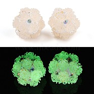 Acrylic Handmade Luminous Polymer Clay Rhinestone Beads, Glow in the Dark, Flower, PapayaWhip, 20~21mm, Hole: 1.8mm(CLAY-H003-06D)