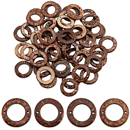 Elite 80Pcs Coconut Connector Charms, Ring Links, Coffee, 30x4mm, Hole: 2mm(COCO-PH0001-02)